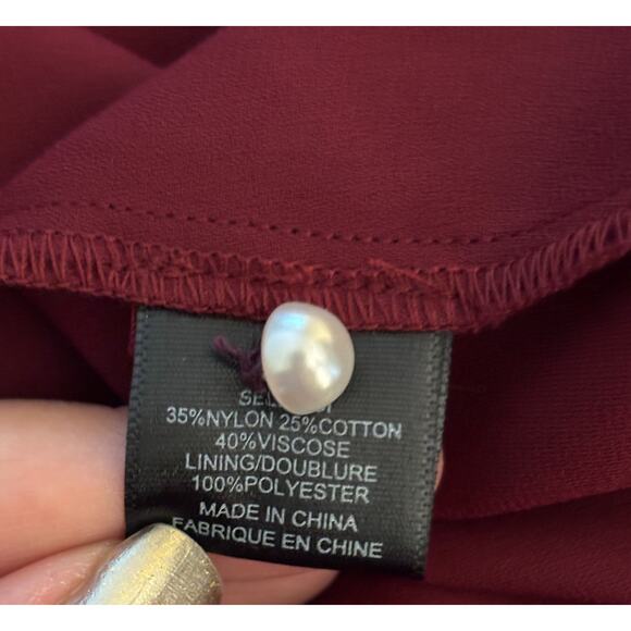 WAYF Floral Lace Choker Blouse | Women’s Small | Navy & Wine | NWT - Picture 11 of 11